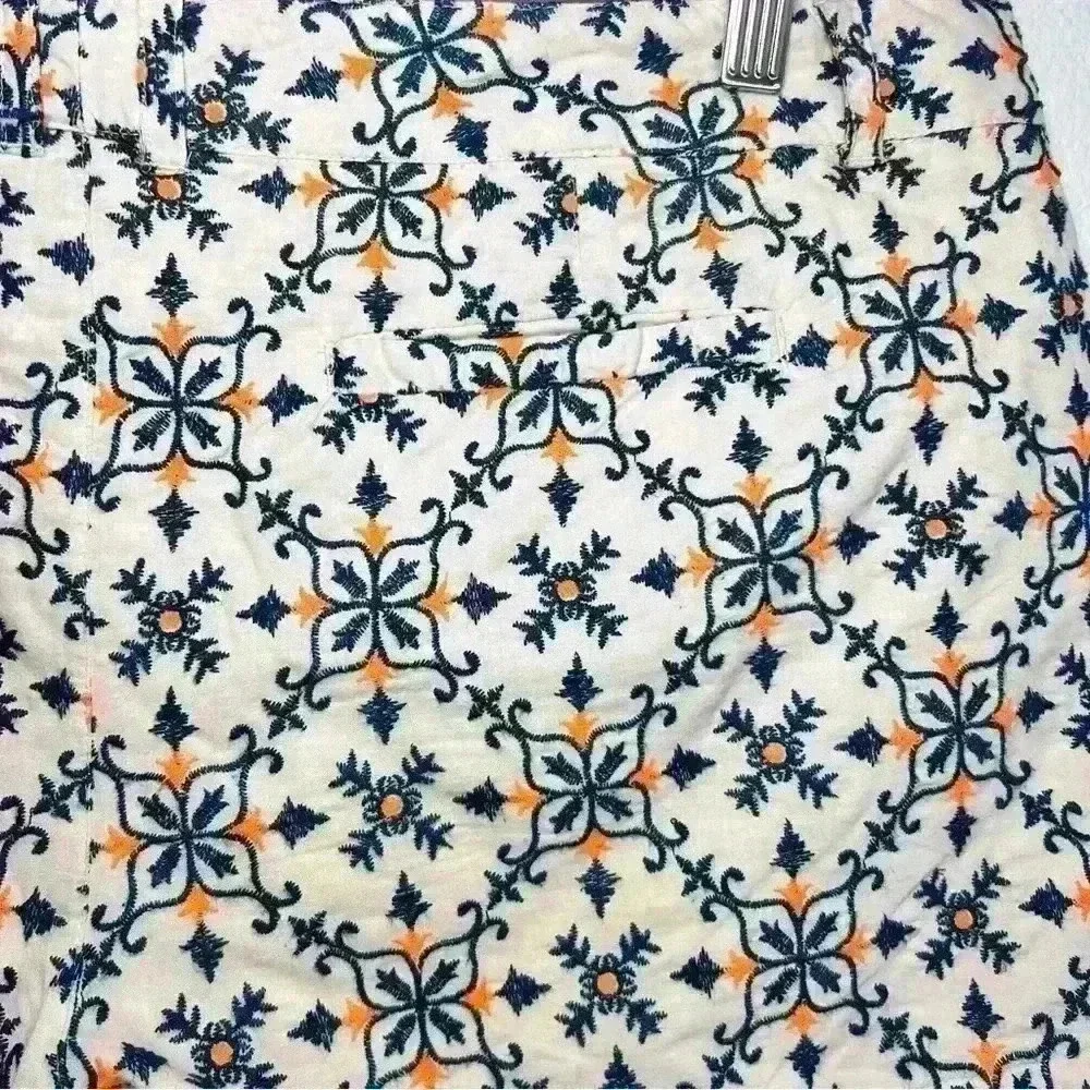 Lucky Brand Women’s Blue and Bright Orange Embroidered Cotton Shorts Size 30